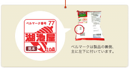 ベルマークは製品の裏側、主に左下に付いています。
